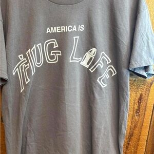 Thug Life Tupac Gray Graphic Tee - Short Sleeve Oversized medium
